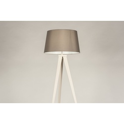 Stehleuchte Laendlich Modern Stoff Metall Grau Beige Sand Rund