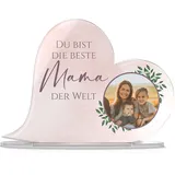 CHRISCK design Acryl Glasherz mit Foto & eigenem Text - personalisiertes Geburtstagsgeschenk - Geschenk Muttertag Jahrestag Freund Freundin - Fotogeschenk Mama Papa Schwester - Foto Herz
