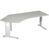 Geramöbel Flex Schreibtisch lichtgrau L-Form, C-Fuß-Gestell silber 216,6 x 113,0 cm