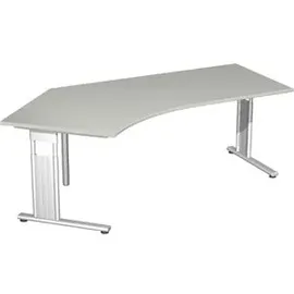 Geramöbel Flex Schreibtisch lichtgrau L-Form, C-Fuß-Gestell silber 216,6 x 113,0 cm