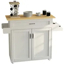 VCM Küchenmöbel Servierwagen Pastano Weiß / Honig-Eiche H. 89 x B. 114 x T. 39 cm