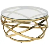 Dynamic24 Couchtisch Ø 80 cm gold Glastisch Beistelltisch Sofatisch Wohnzimmertisch