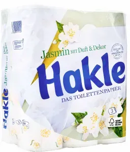 Hakle® Jasmin, Toilettenpapier, Natürliche Pflege mit angenehmem Jasminduft und Dekor, 1 Packung = 24 Rollen zu 150 Blatt