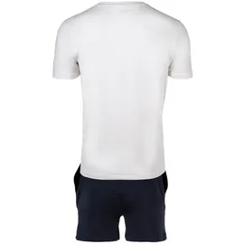 Marc O'Polo Marc O Polo Herren Schlafanzug - 2-tlg. Pyjama Set, kurz, Rundhalsausschnitt, Organic cotton Weiß/Dunkelblau L