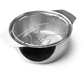 Ibili Fritteuse mit Korbdeckel Induktion, 20 cm, Edelstahl, induktionsgeeignet