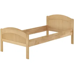 Erst-Holz Überlanges Holzbett mit hoher Sitzkante Buche natur 90x220 Zubehör wählbar V-60.75-09-220Federholzrahmen inkl.