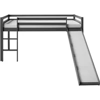 Homestyle4u Kinderbett 90x200 mit Rutsche in Grau 1862
