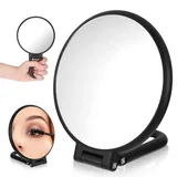 uinnossvc Vergrößerungsspiegel, Handspiegel mit Griff, 10X/1X - Doppelseitiger Reise-Lupenspiegel, Faltbarer Make-up-Spiegel für Handheld, 360° drehbare Spiegel für Präzisions-Make-up