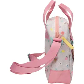 DEPESCHE 13327 TOPModel Juicy - Umhängetasche in Creme und Rosa, mit Model Motiv, Äffchen und buntem Muster, Handtasche mit verstellbarem Gurt