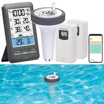 Infactory Smartes WLAN-Poolthermometer, IP67, 2 Außensensoren, Alarm