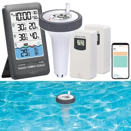 Infactory Smartes WLAN-Poolthermometer, IP67, 2 Außensensoren, Alarm