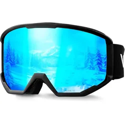 VEVOR Skibrille, zylindrische Linse mit eisblauer Revo-Beschichtung, OTG-Antibeschlag-Motocross Brille, TPU-Rahmen und Belüftungsstruktur, Motorradbrille für Skifahren, Snowboarden, Radfahren