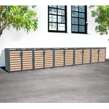 Westmann Metall Mülltonnenbox Lacina 10x240 L Anthrazit/Holzoptik 80x660x116 cm - Grau