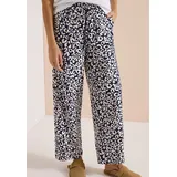 Cecil Wide Leg Hose im Loose Fit mit Leo-Print - blau