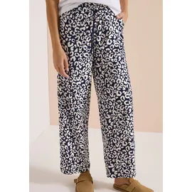 Cecil Wide Leg Hose im Loose Fit mit Leo-Print - blau