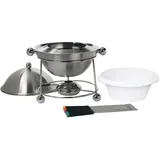 neuetischkultur Fondue Set Edelstahl mit Keramikschale Stövchen und Gabeln