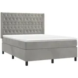 vidaXL Boxspringbett mit Matratze Hellgrau 140x200 cm Samt