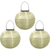 Youning Lampions Außen Wetterfest Solar LED Laterne Wasserdicht Hängende Solar Lampion für Außen 30cm Solarlaterne Outdoor Deko Nylon Papier Laterne Runde Gartenlampions Außenlaternen (3PCS/Beige)