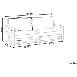 Beliani Gartensofa 75 x 184 x 72 cm Beige