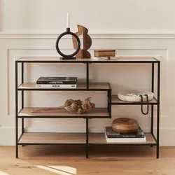 Asymmetrisches Regal Metall & Holzoptik Holzfarben - sweeek