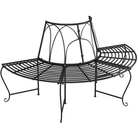 vidaXL Baumbank Halbrund Ø 159 cm Schwarz