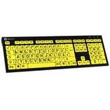 Logickeyboard XL-Print Kabelgebunden Tastatur Deutsch, QWERTZ Schwarz Multimediatasten, USB-Hub, Ger