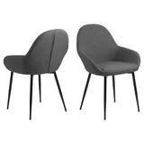 AC Design Furniture Julie Esszimmerstühle 2er Set, L: 57.5 x B: 60 x H: 84 cm, Grau/Schwarz/Schwarz, Stoff/Metal, 2 Stk