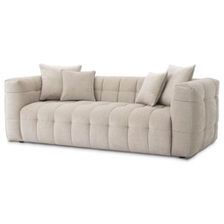 Casa Padrino Luxus Sofa Sandfarben 230 x 100 x H. 75 cm - Wohnzimmer Sofa mit 4 Kissen - Wohnzimmer Möbel - Luxus Möbel - Wohnzimmer Einrichtung - Luxus Einrichtung - Luxus Qualität