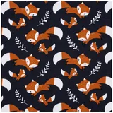 SCHÖNER LEBEN. Stoff Baumwolljersey Jerseystoff Theo Füchse dunkelblau orange 1,60m Breite, allergikergeeignet blau|orange