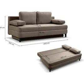 xonox xonox.home Schlafsofa, 2,5 Sitzer aus Cord in braun-beige inkl. Zierkissen 200x91x100cm beige|braun