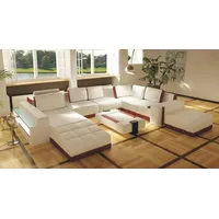 Sofa Couch Ecksofa Valentin UForm Luxus Designersofa Ledercouch LED Leder Modern - Weiß