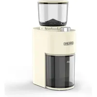 Elektrische Kaffeemühle Mit 38 Mahlgradeinstellungen, 7-stufigem Timer, 420er Kegelmahlwerk Mit 6 Edelstahlklingen, 450 U/min Drehzahl, 150 G Fassungsvermögen, Beige Farbe, Rutschfester Standfuß Und E