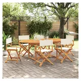 furnicato Gartenstuhl Klappbare Regiestühle aus Echtholz Cremeweiß 53x47x90 cm (6 St), Atmungsaktive Campingstühle mit Öl-Finish für den Garten, 6er-Set weiß