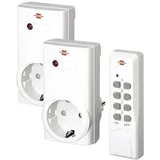 Brennenstuhl 1507150 FSK 433 MHz Steckdosen-Set 2fach Steckdose 1000 N Comfort, 2er Funksteckdosen Set (Funksteckdose Raspberry pi Handsender und erhöhtem Berührungsschutz) weiß