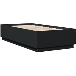 vidaXL Bettgestell mit LED Schwarz 75x190 cm Holzwerkstoff