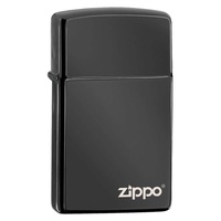 Zippo Slim® High Polish Black Zippo Logo Sturmfeuerzeug