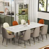 WISFOR Esstisch ausziehbar, Küchentisch für 4-8 Personen, Esszimmertisch Marmor Optik, 150cm-180cm Rechteckig Tisch mit rutschfesten Beinen aus M... - Weiß/Schwarz