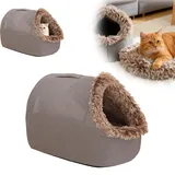Katzenhöhle, Hundehöhle Kuschelhöhle Katze, Wärmeschutz im Winter Katzenbett Katzen, Kätzchen Bett Höhle Winter Katzenhaus (Grau)