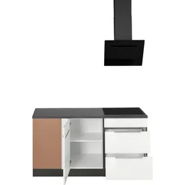 kochstation Winkelküche L-Form KS-Brindisi 230 x 170 cm weiß hochglanz