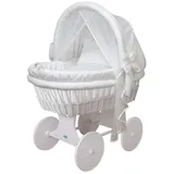 Waldin Baby Stubenwagen-Set mit Ausstattung,XXL, Bollerwagen, komplett,Weiß,Gestell/Räder weiß lackiert, - weiß