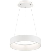 LED Pendelleuchte dimmbar Hoehenverstellbar Esstischlampe hängend LED Modern Hängelampe Ring weiß, Metall, 31,5W 2500Lm warmweiß, DxH 45 x 150 cm