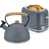 Briebe SKT1177GRY Nordic Set Toaster 2 Scheiben Breite Schlitze + Wasserkessel Induktion 2,3 L Grau - Grau