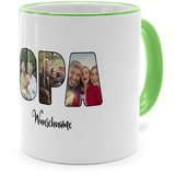 PhotoFancy® - Fototasse 'Opa' - Personalisierte Tasse mit eigenem Foto und Text selbst gestalten - Grün