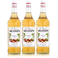 Monin Sirup Haselnuss 1L - Cocktails Milchshakes Kaffeesirup (3er Pack)