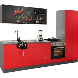 kochstation Küchenzeile KS-Paris 270 cm rot