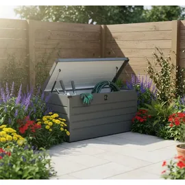 prestige home living outdoor Metall-Aufbewahrungsbox Gartentruhe 300L 100 x 61 x 62 cm Grau