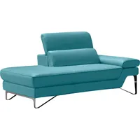 Ottomane EGOITALIANO "Princess, elegantes Designsofa mit erstklassigem Sitzkomfort", blau (türkis), B:177cm H:95cm T:108cm, Leder CAREZZA (echtes Rindsleder) ist ein Naturleder, dass die ursprünglichen Eigenschaften der Haut nicht verändert. Das Vorhandensein von verheilten Narben, Körnungsunterschiede, Falten, Adern, Unterschiede in den Farbtönen und andere Spuren, die die Natur auf diesen Fellen hinterlassen hat, sind ein Beweis für die absolute Echtheit und das Zeugnis ihres großen Wertes., Sofas, Ottomane, inkl. verstellbarem Kopfteil und edle Designmetallfüße