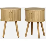 sweeek - Skandinavischer Nachttisch mit Holzeffekt 2 Schiebetüren 2er-Set