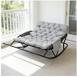 HomeMiYN Schaukelsessel Doppelschaukelstuhl Metall Relaxstuhl –Outdoor & Indoor Schaukelsessel grau