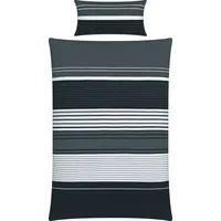 Erwin Müller Mako-Satin Bettwäsche in grau-schwarz | Gr.: 135